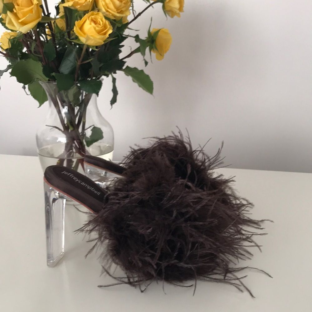 Jeffrey Campbell Daisy Feather  Boa Heels size 6.5 - Picture 2 of 16